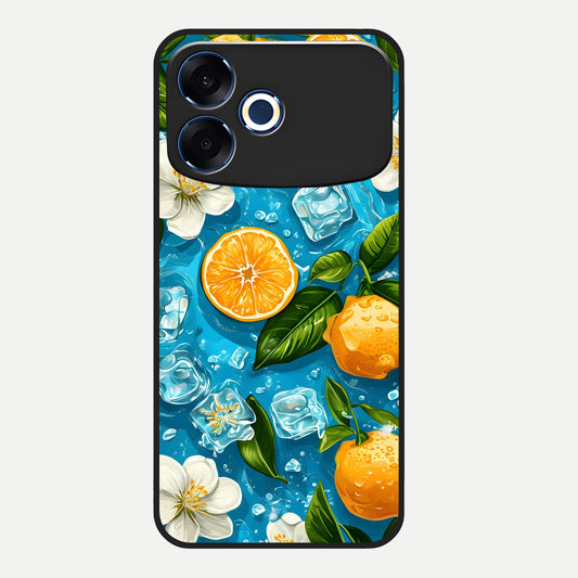  Ice Cube With Orange Glass Case For Oppo F33 Pro 5G back cover – full design glossy printed glass finish