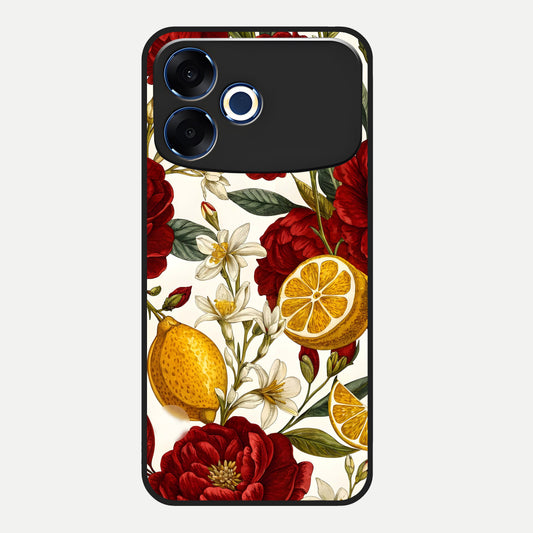  Lemon Rose Charm Glass Case For Oppo F33 Pro 5G back cover – full design glossy printed glass finish