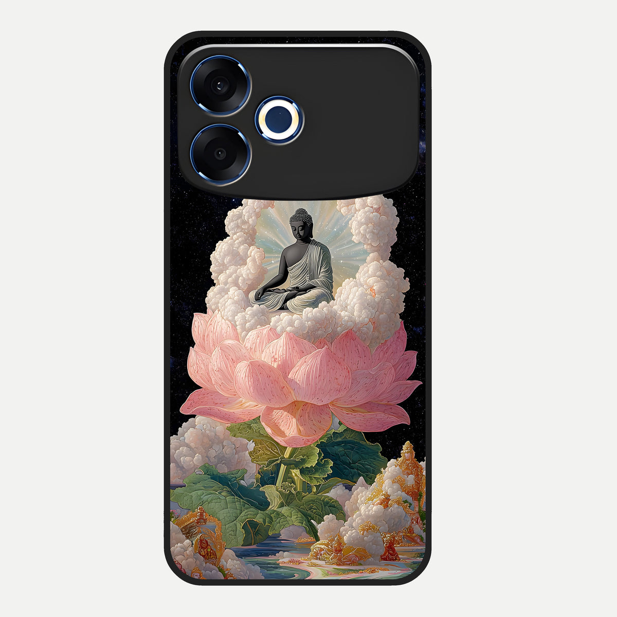  Lotus Divine Peace Glass Case For Oppo F33 Pro 5G back cover – full design glossy printed glass finish