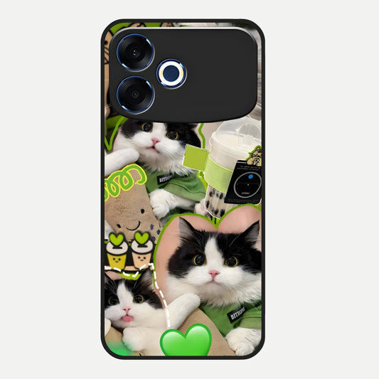  Matcha Cats Mood Glass Case For Oppo F33 Pro 5G back cover – full design glossy printed glass finish
