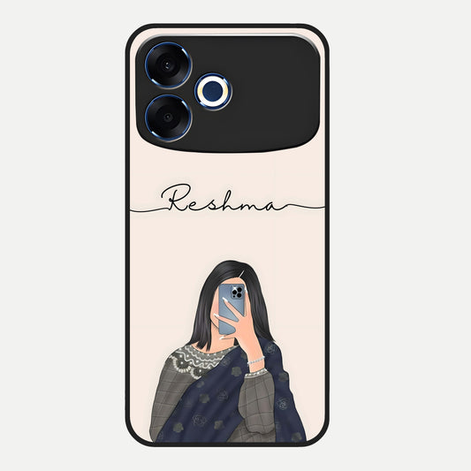  Mirror Mood Muse With Custom Name Glass Case For Oppo F33 Pro 5G back cover – full design glossy printed glass finish