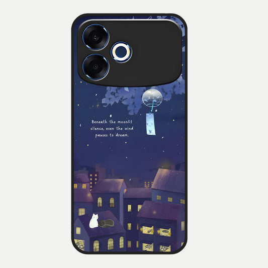  Moonlit Cat Silence Glass Case For Oppo F33 Pro 5G back cover – full design glossy printed glass finish