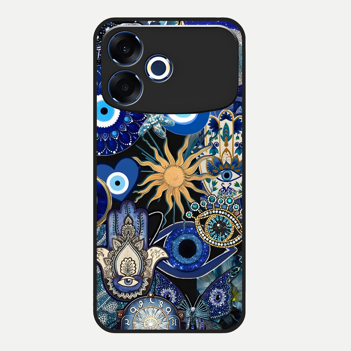  Mystic Blue Evil Eye Glass Case For Oppo F33 Pro 5G back cover – full design glossy printed glass finish