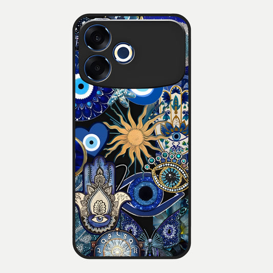  Mystic Blue Evil Eye Glass Case For Oppo F33 Pro 5G back cover – full design glossy printed glass finish