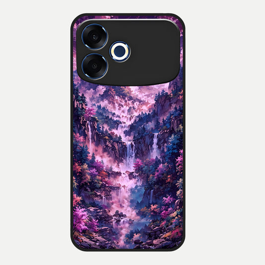  Mystic Cascade Peaks Glass Case For Oppo F33 Pro 5G back cover – full design glossy printed glass finish