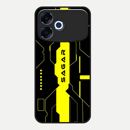  Neon CYBERPUNK Custom Name Glass Case For Oppo F33 Pro 5G back cover – full design glossy printed glass finish
