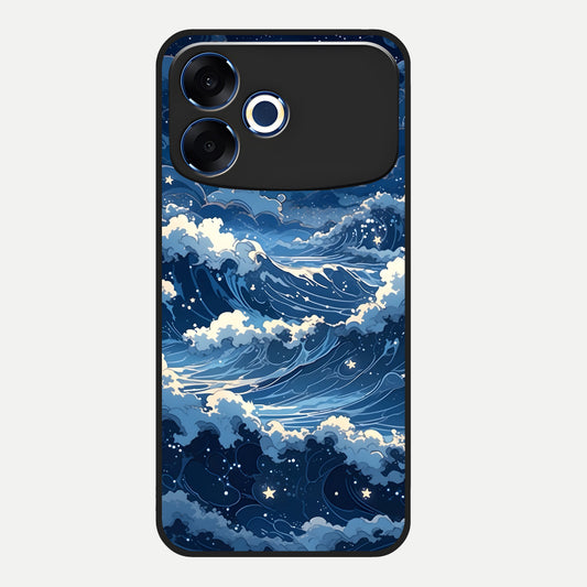  Ocean Moon Waves Glass Case For Oppo F33 Pro 5G back cover – full design glossy printed glass finish