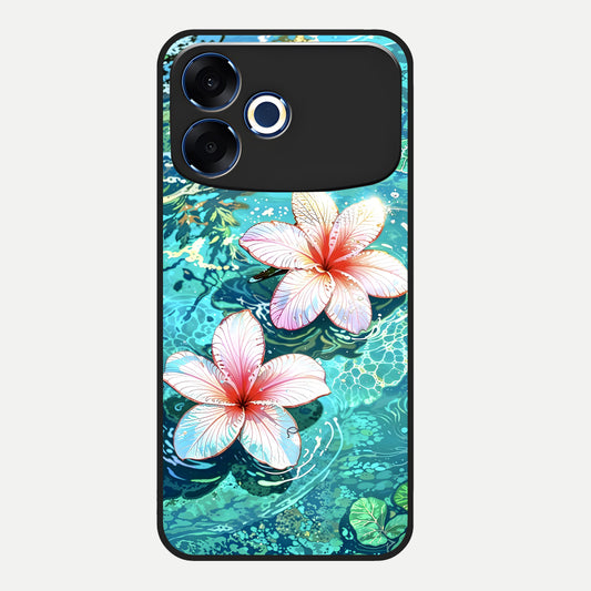  Pink Flowers in Water Glass Case For Oppo F33 Pro 5G back cover – full design glossy printed glass finish