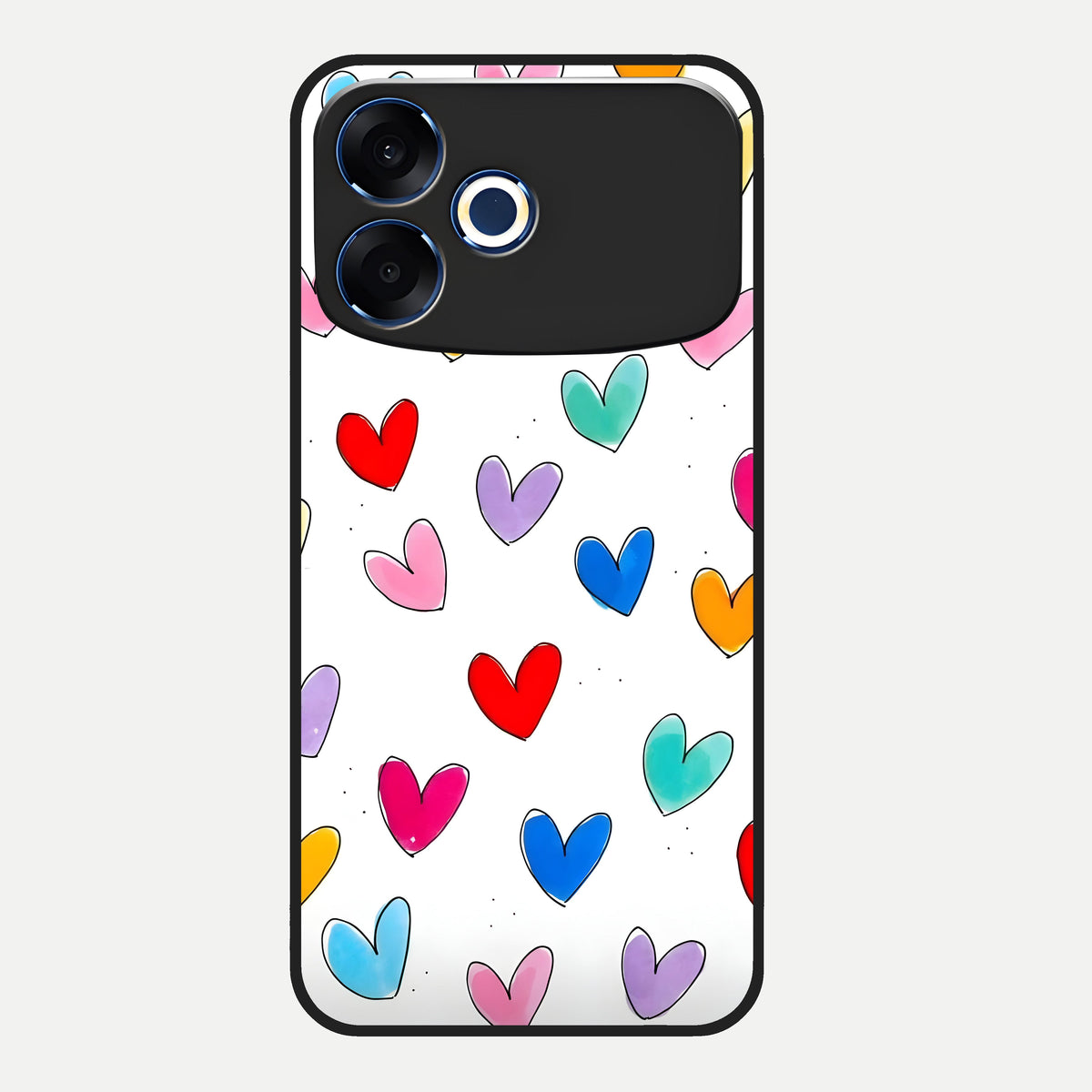  Playful Love Doodles Glass Case For Oppo F33 Pro 5G back cover – full design glossy printed glass finish