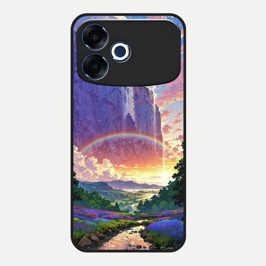  Rainbow Valley Dream Glass Case For Oppo F33 Pro 5G back cover – full design glossy printed glass finish