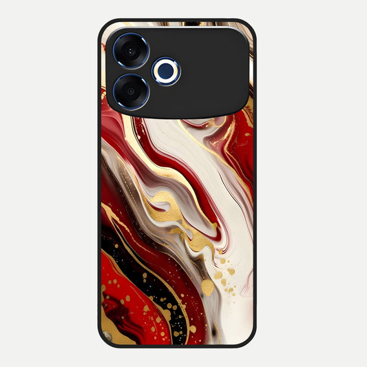  Red And White Marble Glass Case For Oppo F33 Pro 5G back cover – full design glossy printed glass finish