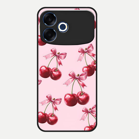  Red Cherries Pattern Glass Case For Oppo F33 Pro 5G back cover – full design glossy printed glass finish