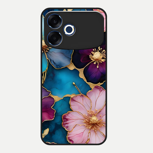  Sparkle Floral Glass Case For Oppo F33 Pro 5G back cover – full design glossy printed glass finish