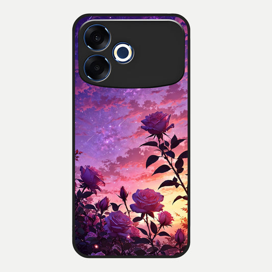 Starlit Rose Twilight Glass Case For Oppo F33 Pro 5G back cover – full design glossy printed glass finish