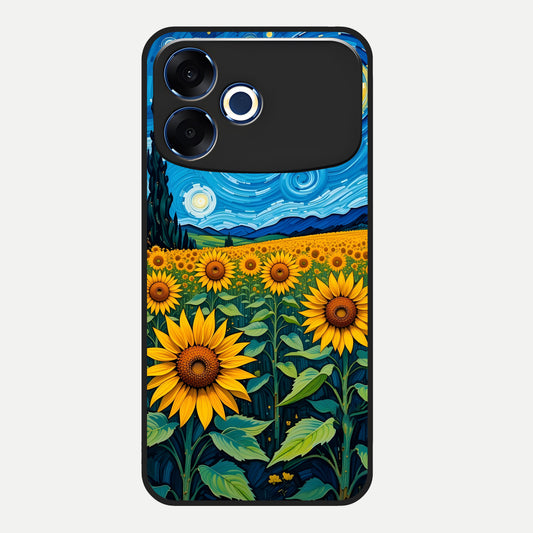  Starry Sunflower Dreams Glass Case For Oppo F33 Pro 5G back cover – full design glossy printed glass finish