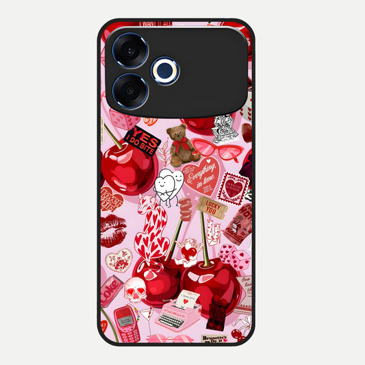  Sweet Cherry Chaos Glass Case For Oppo F33 Pro 5G back cover – full design glossy printed glass finish