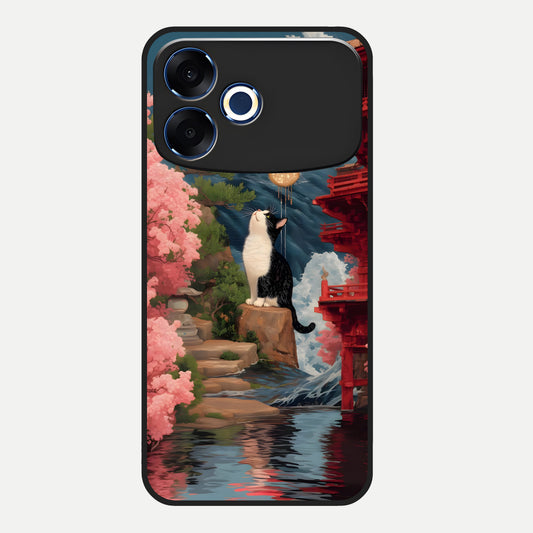 Temple Cat Scenery Glass Case For Oppo F33 Pro 5G back cover – full design glossy printed glass finish