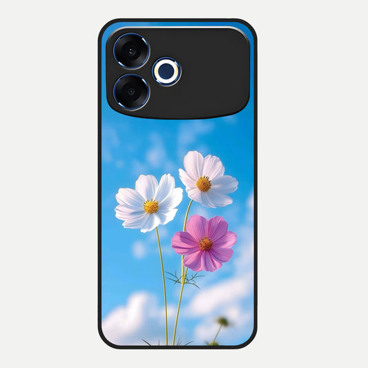  Tripple Flowers With Sky Glass Case For Oppo F33 Pro 5G back cover – full design glossy printed glass finish