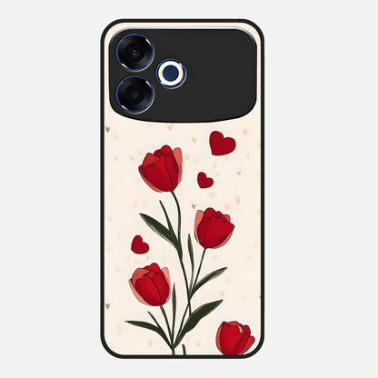  Tulip With Heart Glass Case For Oppo F33 Pro 5G back cover – full design glossy printed glass finish