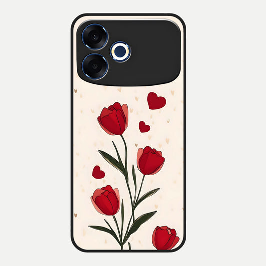  Tulip With Heart Glass Case For Oppo F33 Pro 5G back cover – full design glossy printed glass finish