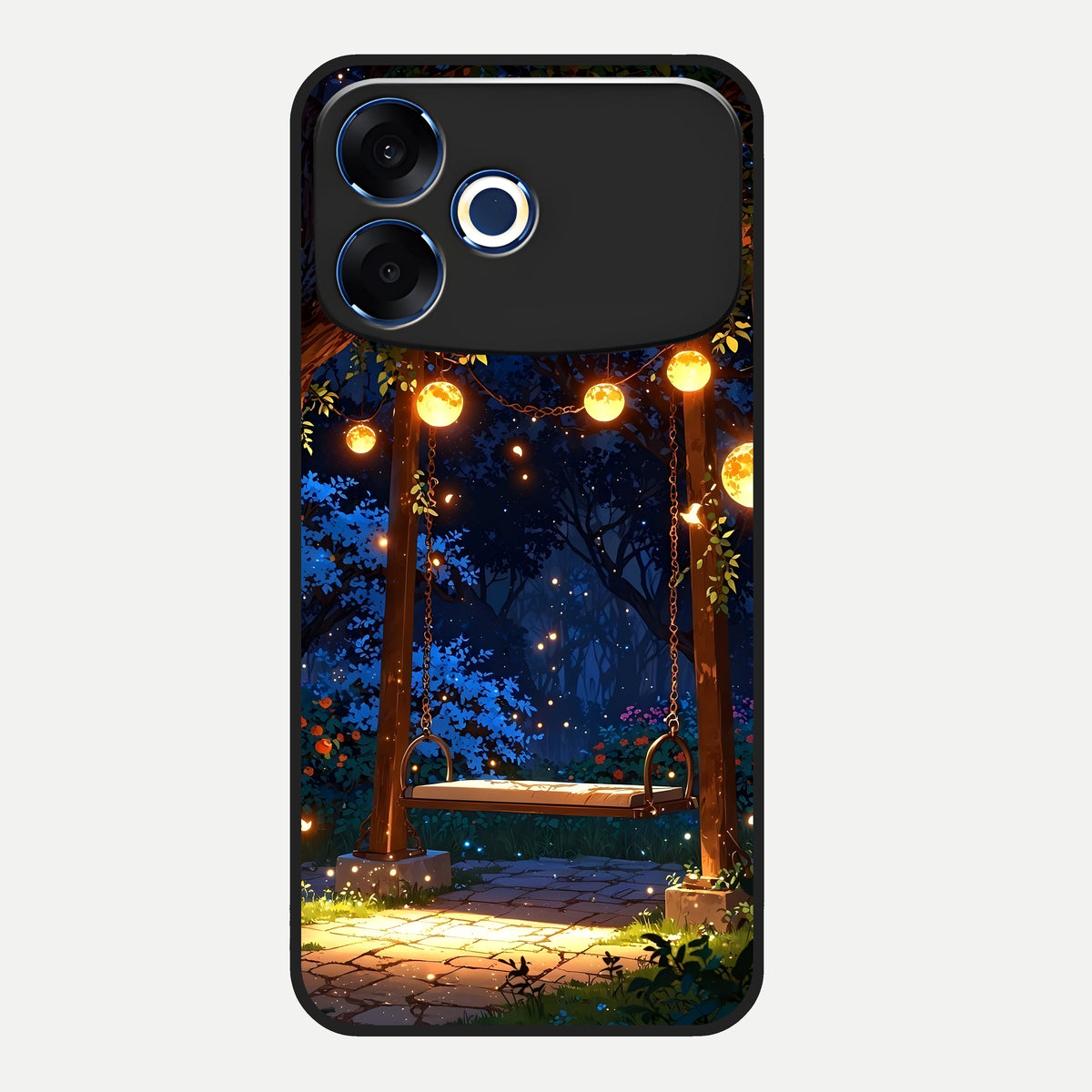  Twilight Garden Swing Glass Case For Oppo F33 Pro 5G back cover – full design glossy printed glass finish