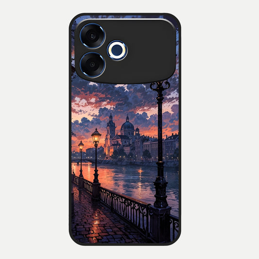  Twilight River Lights Glass Case For Oppo F33 Pro 5G back cover – full design glossy printed glass finish