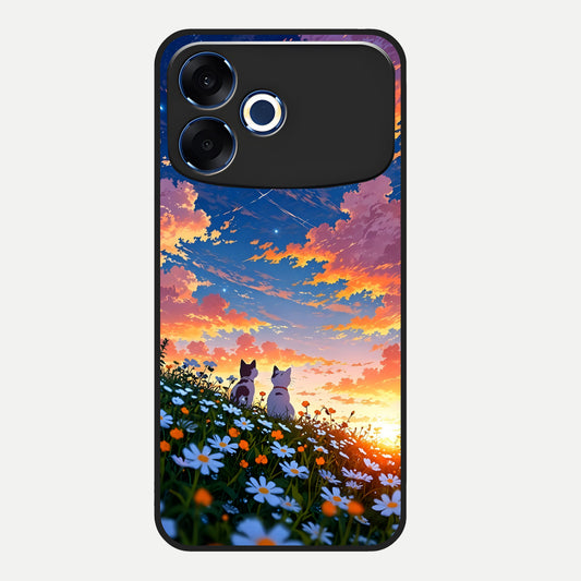  Two Cats Friends Glass Case For Oppo F33 Pro 5G back cover – full design glossy printed glass finish