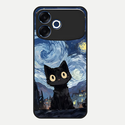  Van Gogh Cat Glass Case For Oppo F33 Pro 5G back cover – full design glossy printed glass finish