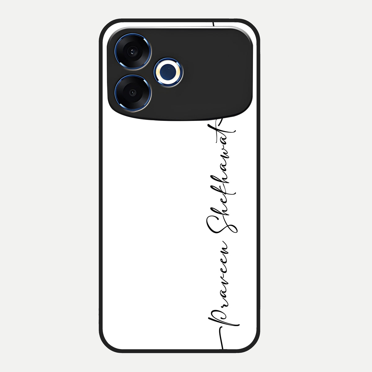  White Tune Custom Name Glass Case For Oppo F33 Pro 5G back cover – personalized glossy printed glass finish