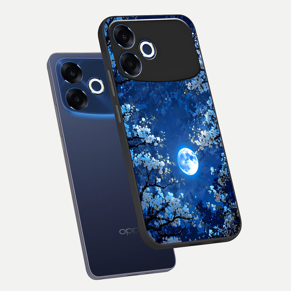  Blossom Moonlight Sky phone case For Oppo F33 Pro 5G showing premium glass back cover with detailed artwork