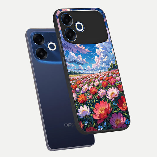  Blossom Sky Field phone case For Oppo F33 Pro 5G showing premium glass back cover with detailed artwork