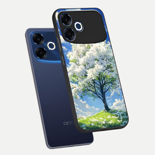  Blossom Sky Serenity phone case For Oppo F33 Pro 5G showing premium glass back cover with detailed artwork