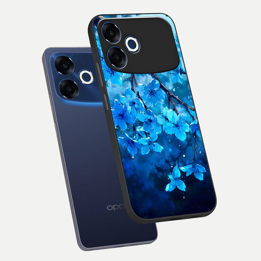  Blue Blossoms Branch phone case For Oppo F33 Pro 5G showing premium glass back cover with detailed artwork