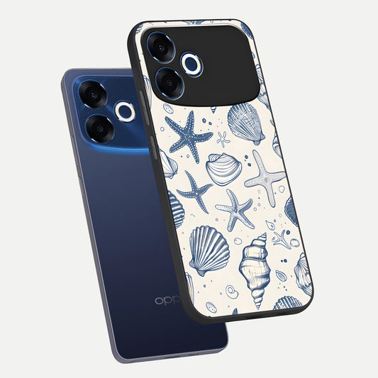  Blue Ocean Outline phone case For Oppo F33 Pro 5G showing premium glass back cover with detailed artwork