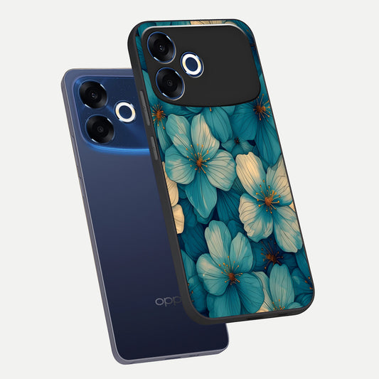  Blue Shade Floral phone case For Oppo F33 Pro 5G showing premium glass back cover with detailed artwork