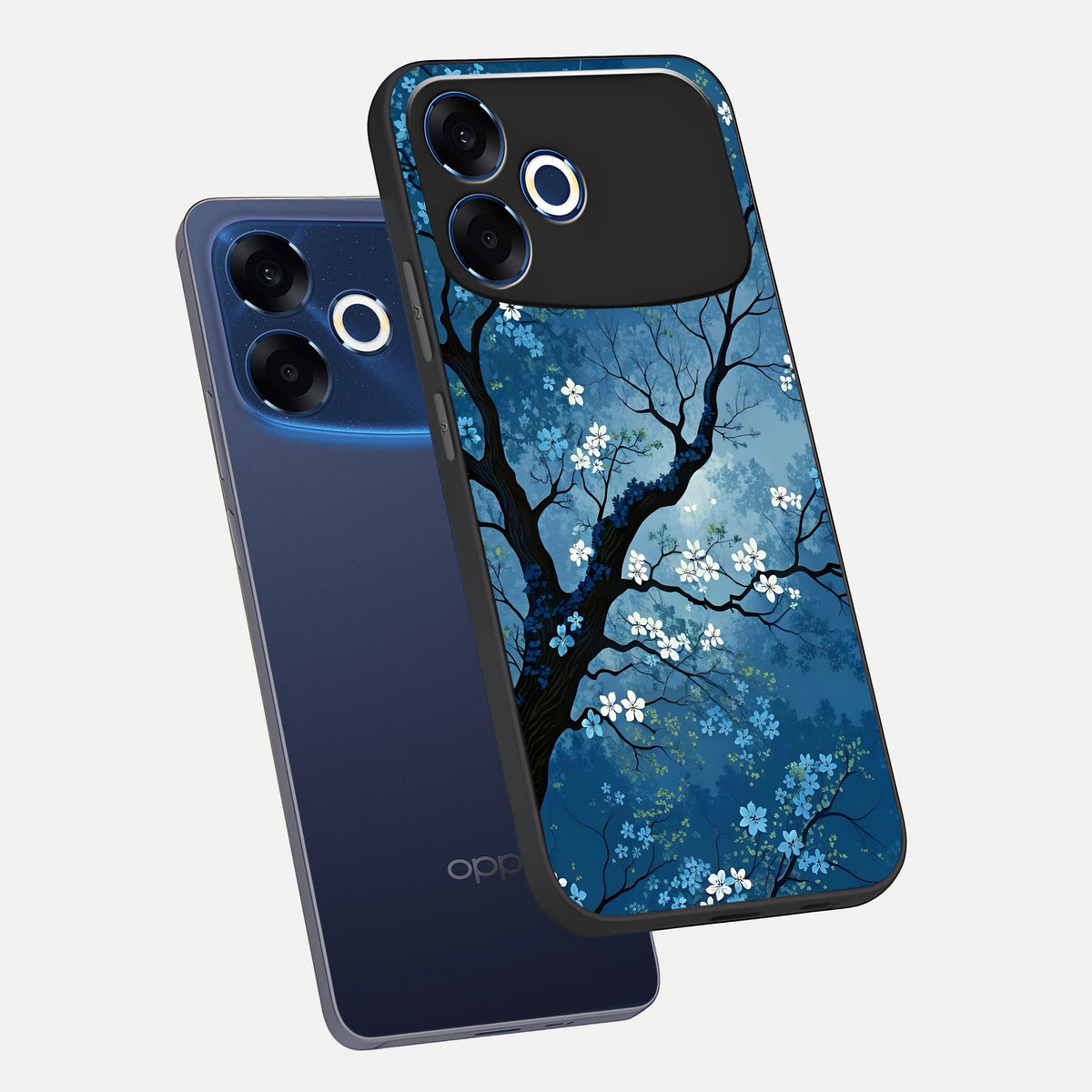  Blue Tree Serenity phone case For Oppo F33 Pro 5G showing premium glass back cover with detailed artwork
