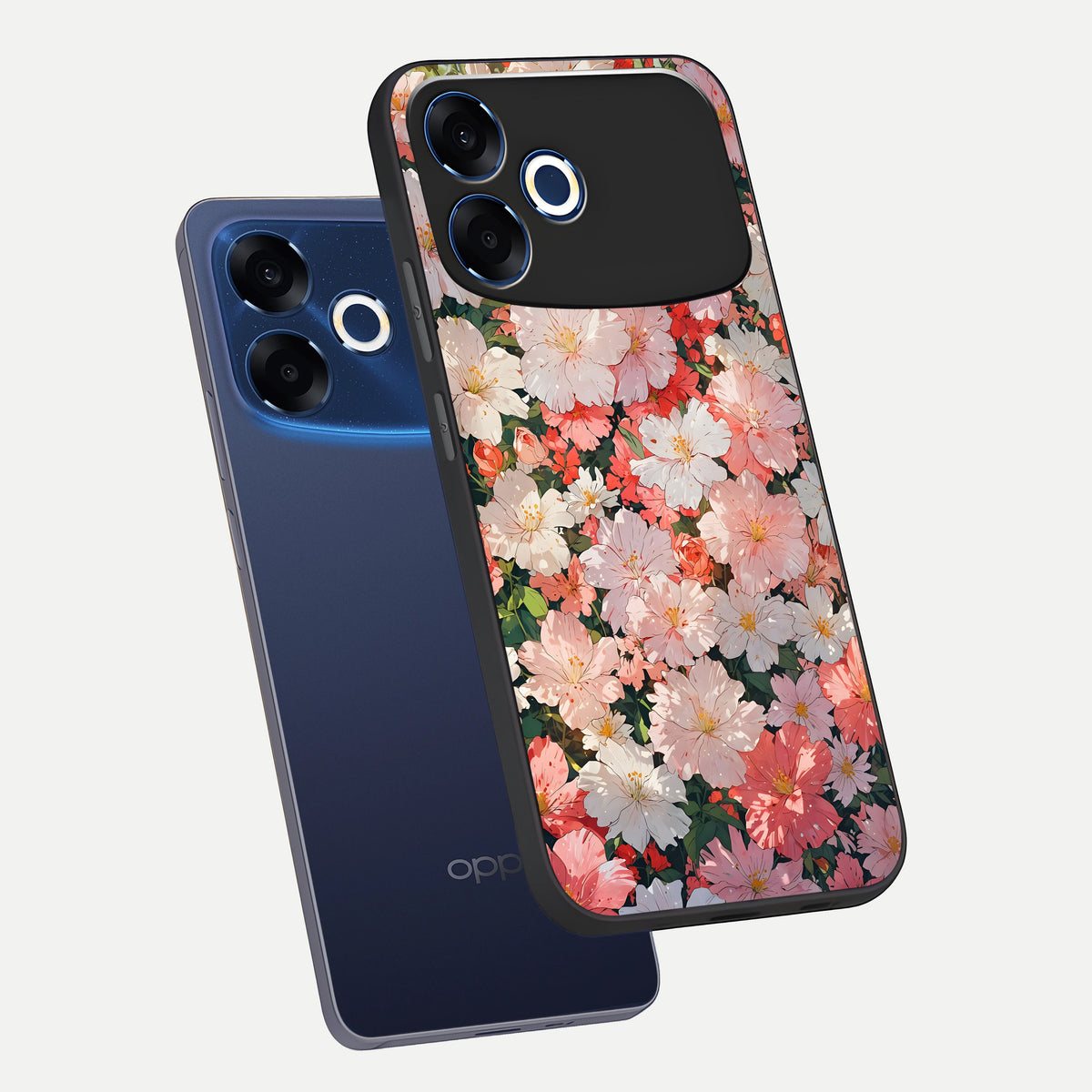  Blush Bloom Field phone case For Oppo F33 Pro 5G showing premium glass back cover with detailed artwork