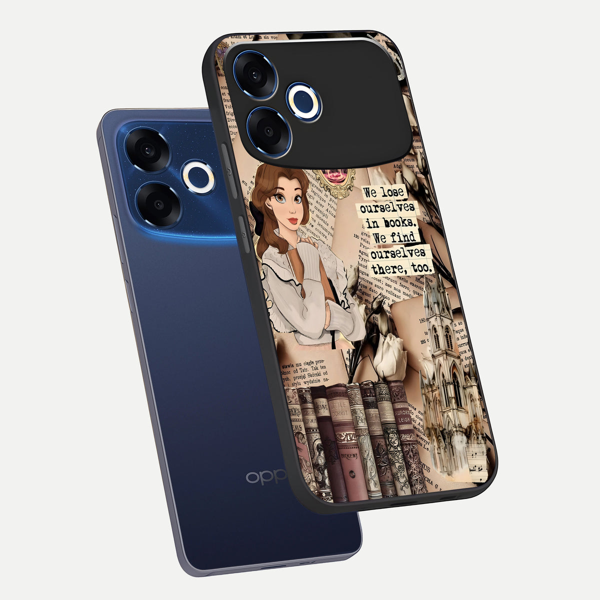  Bookish Dream World phone case For Oppo F33 Pro 5G showing premium glass back cover with detailed artwork
