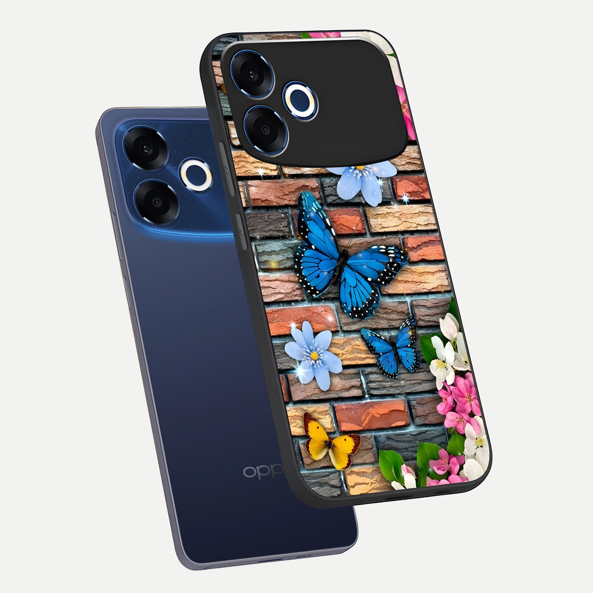  Brick Bloom Flight phone case For Oppo F33 Pro 5G showing premium glass back cover with detailed artwork