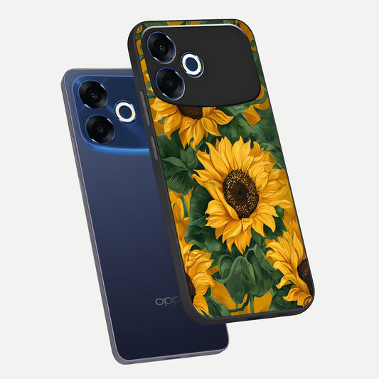  Bright Sunflower Bloom phone case For Oppo F33 Pro 5G showing premium glass back cover with detailed artwork
