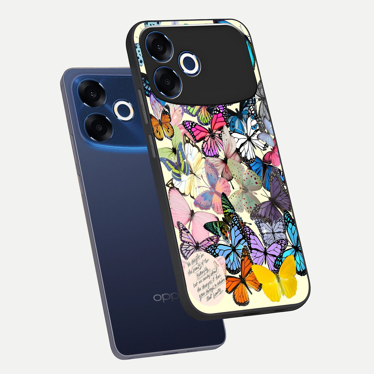  Butterflies Petal Dream phone case For Oppo F33 Pro 5G showing premium glass back cover with detailed artwork
