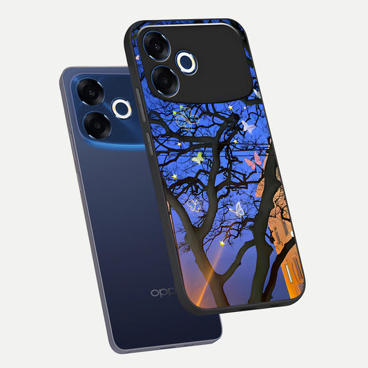  Butterfly Night Magic phone case For Oppo F33 Pro 5G showing premium glass back cover with detailed artwork