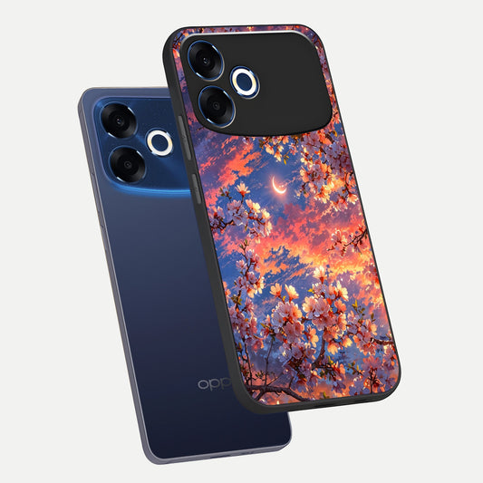  Celestial Sakura Sunset phone case For Oppo F33 Pro 5G showing premium glass back cover with detailed artwork