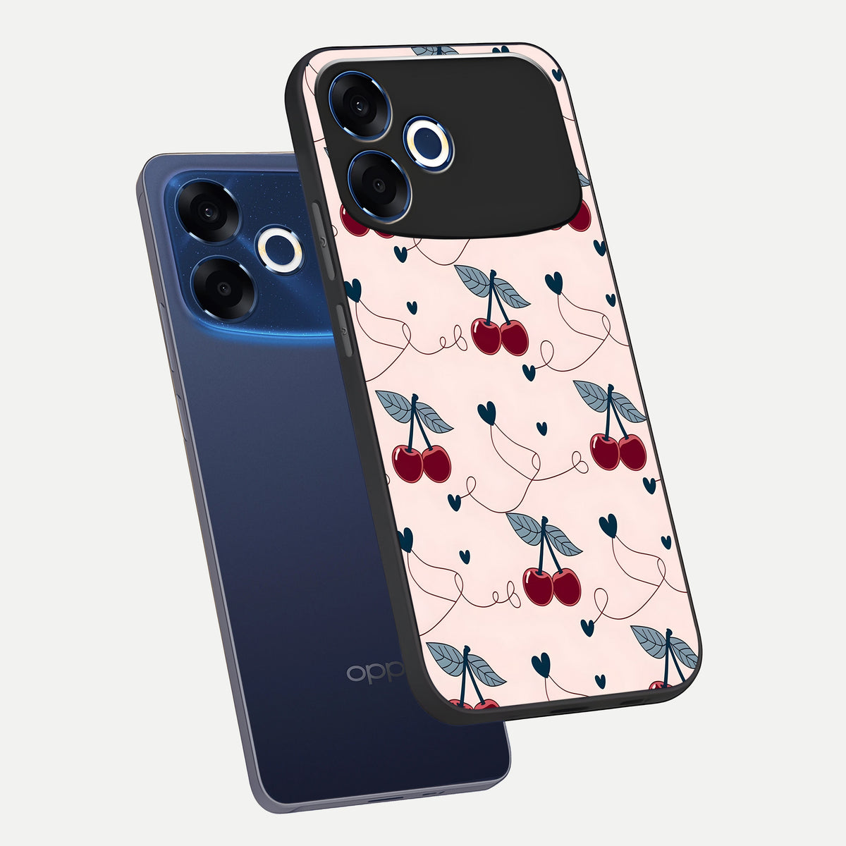  Cherry Heart Line phone case For Oppo F33 Pro 5G showing premium glass back cover with detailed artwork
