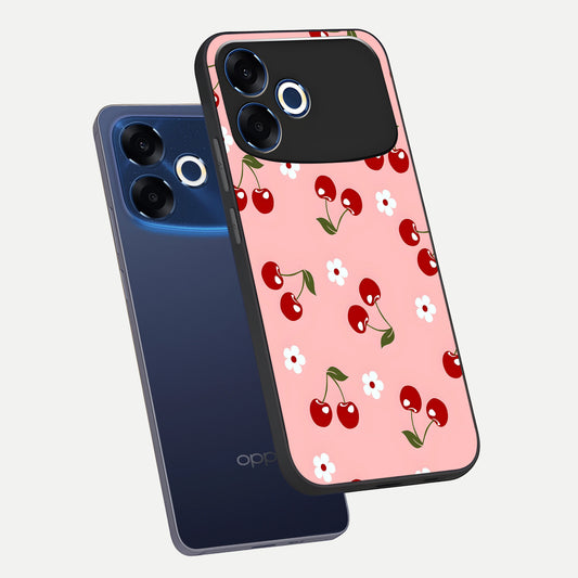  Cherry Love Mood phone case For Oppo F33 Pro 5G showing premium glass back cover with detailed artwork