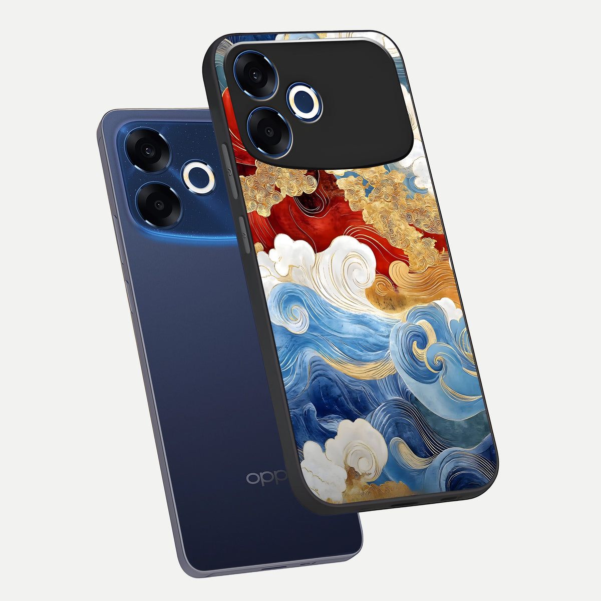  Colored Waves phone case For Oppo F33 Pro 5G showing premium glass back cover with detailed artwork