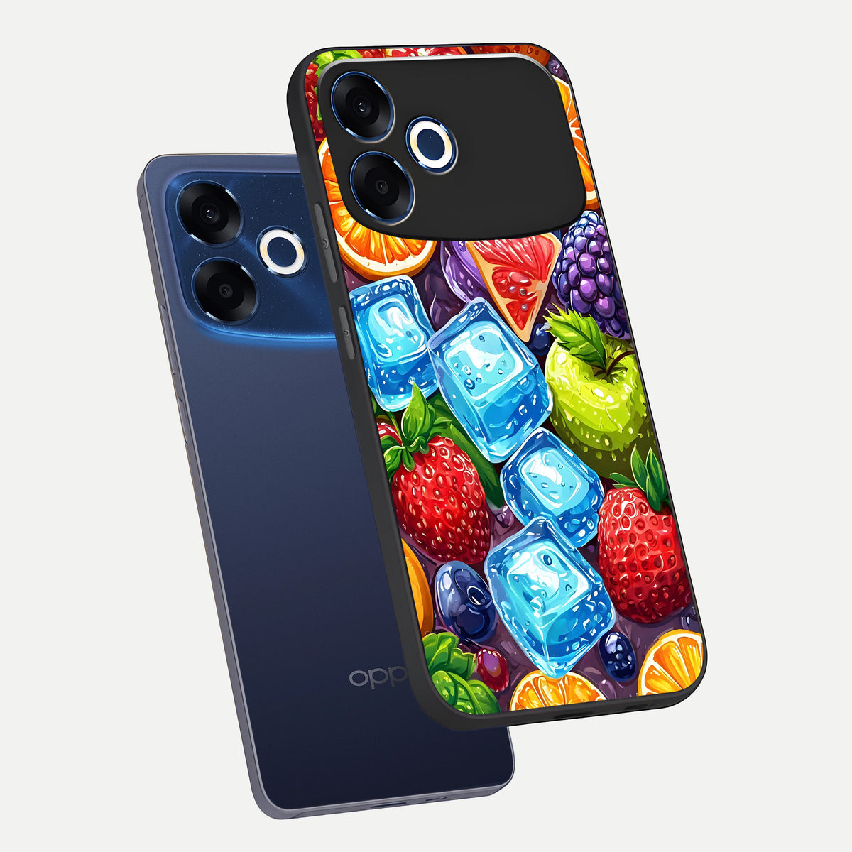  Colorful Fruits with Ice phone case For Oppo F33 Pro 5G showing premium glass back cover with detailed artwork