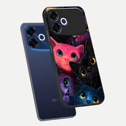  Cosmic Cats Dreams phone case For Oppo F33 Pro 5G showing premium glass back cover with detailed artwork
