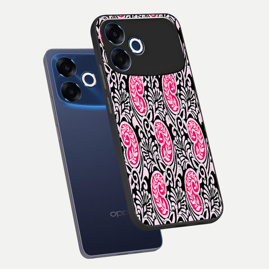  Crimson Paisley Charm phone case For Oppo F33 Pro 5G showing premium glass back cover with detailed artwork