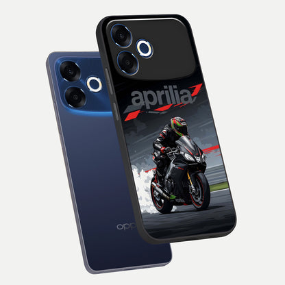  Dark Aprilla phone case For Oppo F33 Pro 5G showing premium glass back cover with detailed artwork
